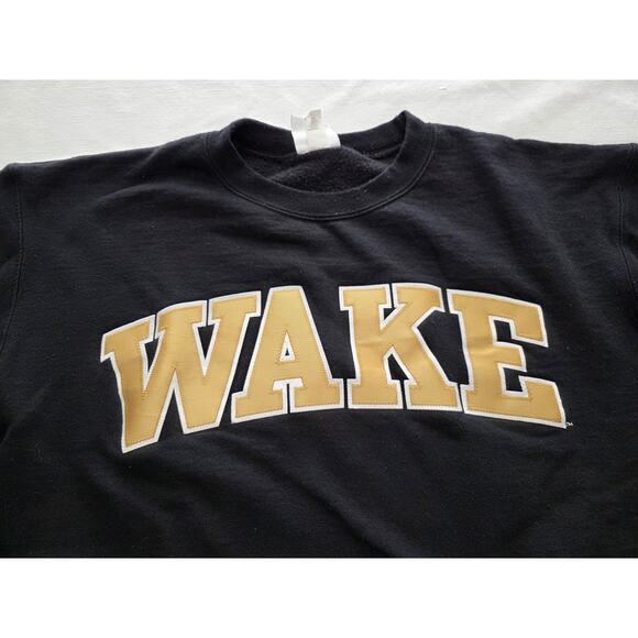 Wake Forest University Sweatshirt M Men’s Adult Champion Eco Black Fleece Lined - Picture 2 of 12